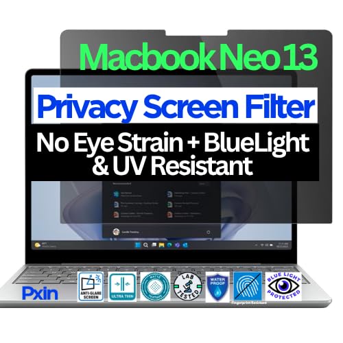 Image of Pxin Privacy Guard compatible with Macbook Neo 13 inch | Privacy screen protector | Anti Glare | Anti Spy Screen | Reduces blue light | Eye Protection