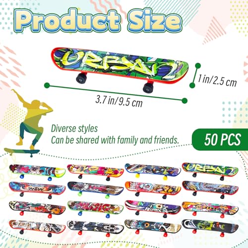 50 Pcs Mini Finger Skateboards,Valentine\'s Day Fingerboards Set,Mini Skateboards for Kids Classroom Exchange Gift Birthday Goodie Bag Stuffers