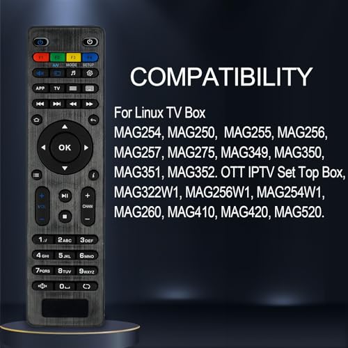 Jkztjof [Pack Of 2] Mag254 Remote Control For Linux Tv Box, Mag250 For Iptv Set Top Box Linux Tv Box Mag255 Mag256 Mag257 Mag275 Mag349 Mag350-No Setup Required thumb #2