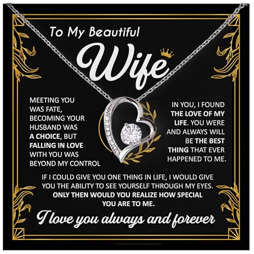 To My Beautiful Wife Necklace from Husband, Soulmate Necklace for Women, Wifey Birthday Gift Ideas from Husband, Mother day Anniversary Jewelry Present, Romantic Jewelry for Best Wifey