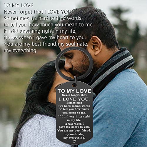 To My Love Keychain Gifts For Girlfriend Boyfriend Husband Wife Gifts For Men Women Valentines Day Anniversary Christmas Birthday I Love You Gifts For Him Her Lover Soulmate Couple Black Key Chains #TOP5