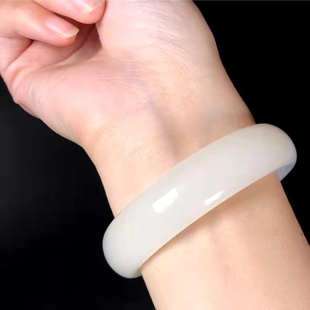 Bracelet jonc mince en jade jadéite blanc certifié 55,6 mm 100 % naturel de type A BP16-2698 - France