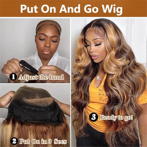 Wiggins Ombre Lace Front Wig Human Hair Body Wave Lace Front Highlight Glueless Wigs Human Hair Pre Everything Ready To Go 5x7 Closure Honey Blonde Wig Pre Plucked 22 Inch — view 4