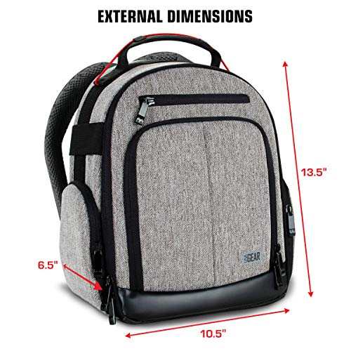 Usa Gear Portable Camera Backpack For Dslr (Gray) With Customizable Accessory Dividers, Weather Resistant Bottom And Comfortable Back Support - Compatible With Canon, Nikon And More #TOP3