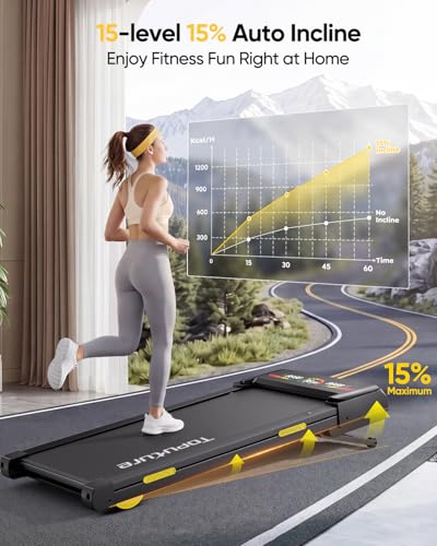 TOPUTURE Walking Pad with 15-Level Auto Incline & Bluetooth App — view 2