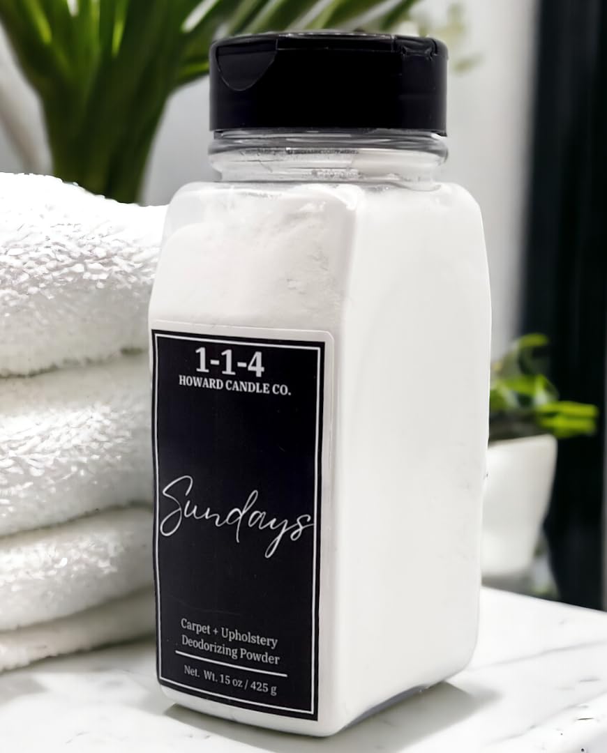 Powerful Sundays Fresh Linen Scented Fabric & Upholstery Deodorizer & Freshening Powder. Pet Odor Eliminator. Multipurpose formula. Use for furniture,carpet,rug,mattresses.