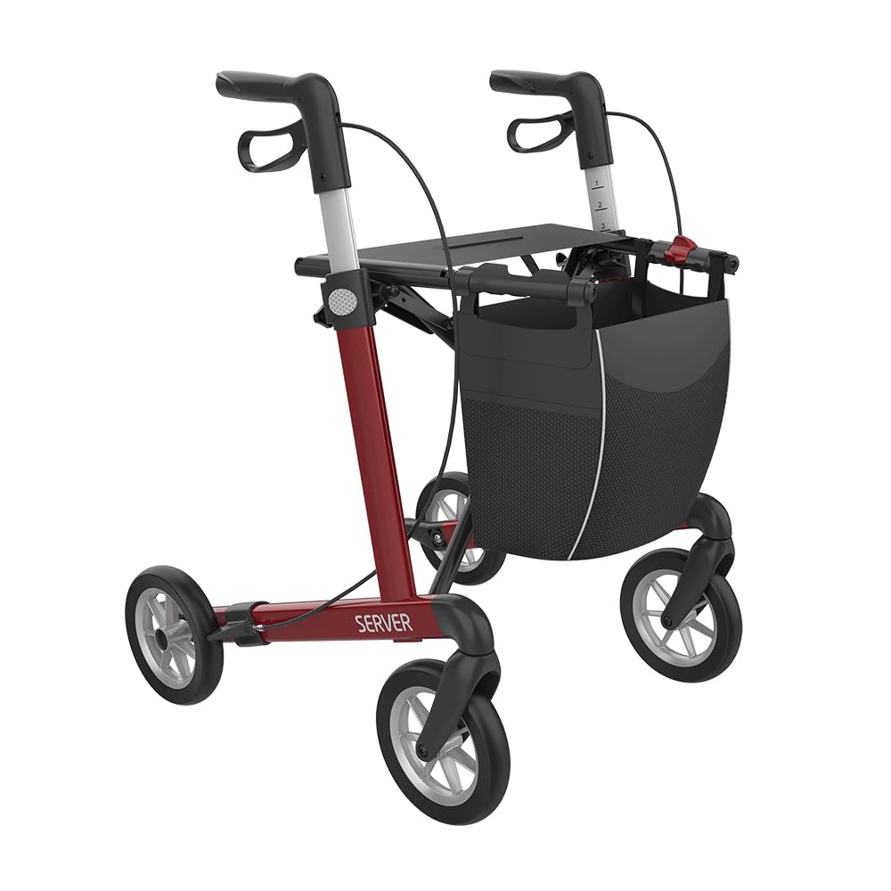 Rehasense Server - Andador ligero (aluminio, 62 cm), color rojo