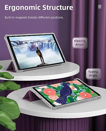 Image of MoKo Case Fits Samsung Galaxy Tab A7 Lite 8.7 inch 2021, Eggplant Purple | Slim Lightweight Smart Case Trifold Stand Case with Soft TPU Translucent Frosted Back Shell for Galaxy Tab A7 Lite