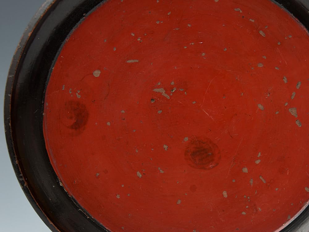 Amazon.co.jp: 時代 一木造り 根来丸盆 高台盆 丸盆 27.3×26㎝ 盆 盛皿