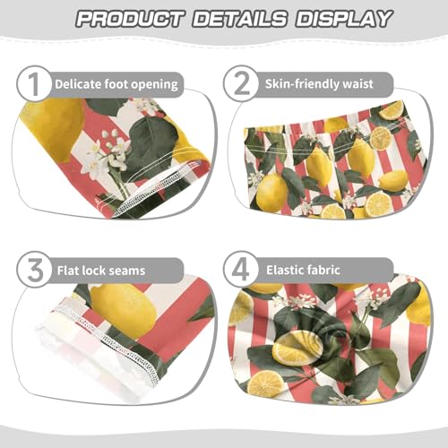 Girls' Athletic Leggings Ankle Length Yoga Dance Pants Kids Teen 4T Lemon Striped3