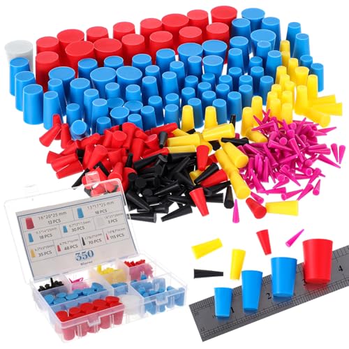 350 Pcs silicone tapered plug set (8 sizes) with storage box
