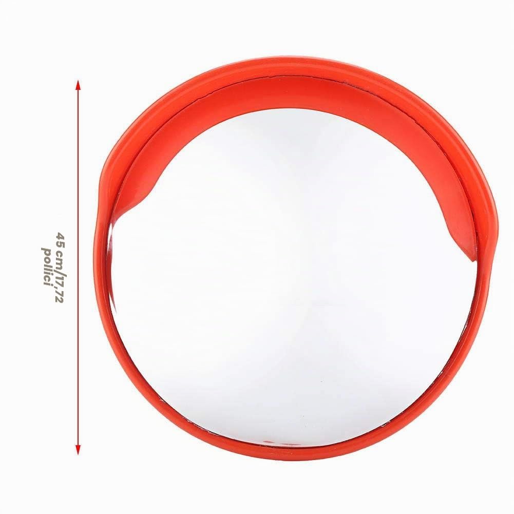 Specchio Stradale Convesso Infrangibile per Traffico e Sicurezza, 45 cm Diametro, Arancione, Panoramico