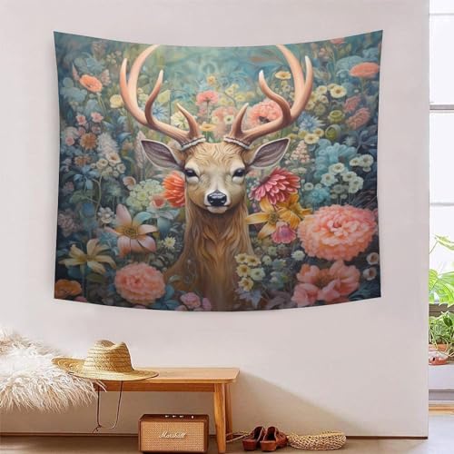 Tapisserie murale effet 3D le wapiti 180x230cm en tissu pour salon