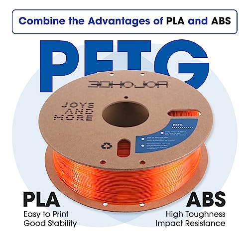 Image of 3DHoJor PETG Filament 1.75mm, PETG 3D Printing Filament, 2.2 LBS (1KG) Cardboard Spool, Fit Most FDM 3D Printer, Orange