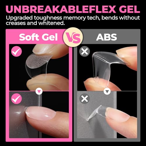 Image of UNA GELLA Oval Nail Tips Exra Short 504PCS Pre-shape Gel Oval Almond Nail Tips for Women DIY Salon Round Almond Press On Nails Full Cover Clear Fake Acrylic Tips 12 Sizes