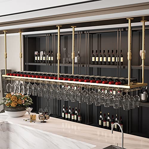 Porte-bouteilles de vin de plafond réglable pour libérer l'espace et ranger vos verres à pied