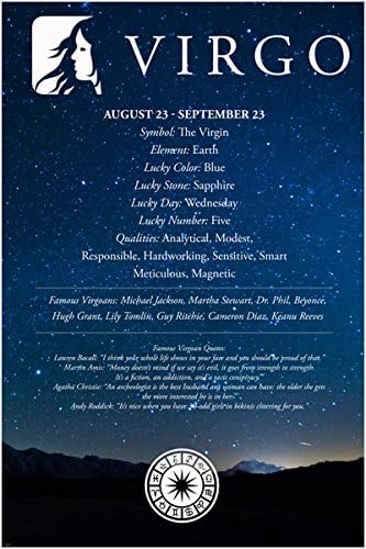 virgo description ASTROLOGY POSTER 24X36 qualities quotes FAMOUS PEOPLE new