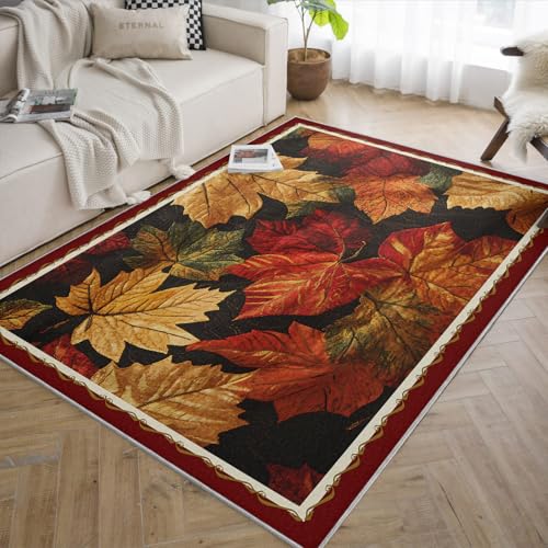 Carpette décorative automne 90x150 cm lavable avec envers de sol antidérapant