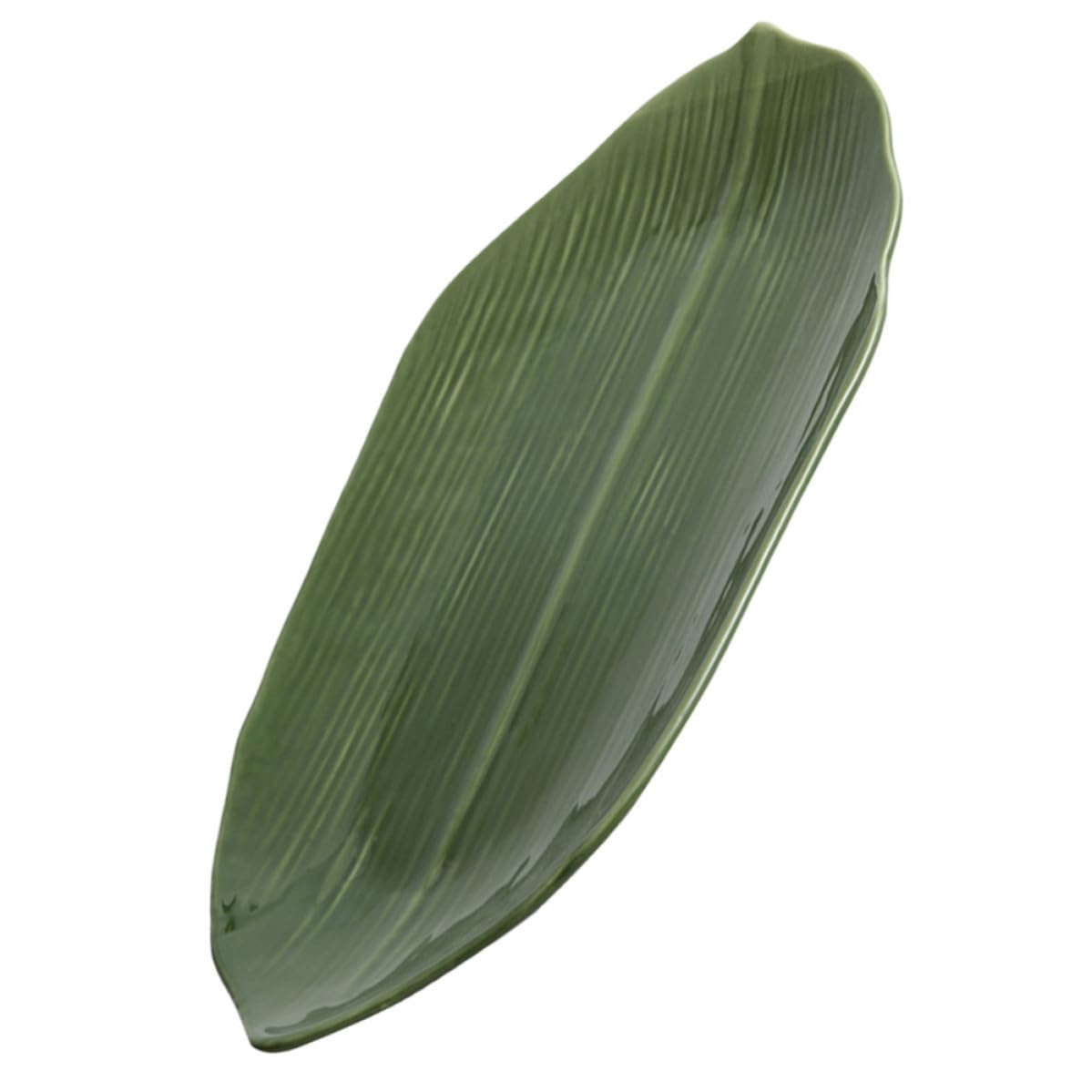 Assiette à Sushi Facile à Nettoyer Forme Feuille Naturelle en Céramique Verte 37cm pour Service Alimentaire Restaurants et Hôtels