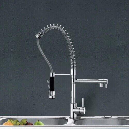Única palanca del grifo de la cocina extraíble caño giratorio del recipiente del fregadero grifo mezclador de cocina con rociador extraíble ducha de mano para lavabo Grifos