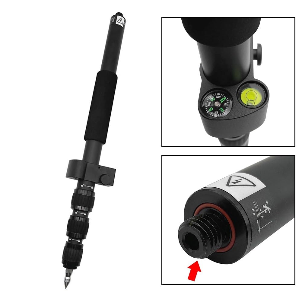 Perche télescopique portable de 1,5 m pour boussole, nivelleur, libellule, mesure GNSS et GPS
