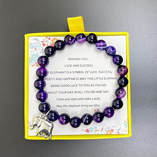 Isfiba Elephant Bracelet For Women Elephant Gifts Inspirational Lucky Elephant Bracelet (Dark Purple Elephant Bracelet) #TOP2