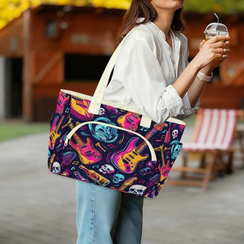 Sac fourre-tout coloré matelassé pour femme grand format zippé