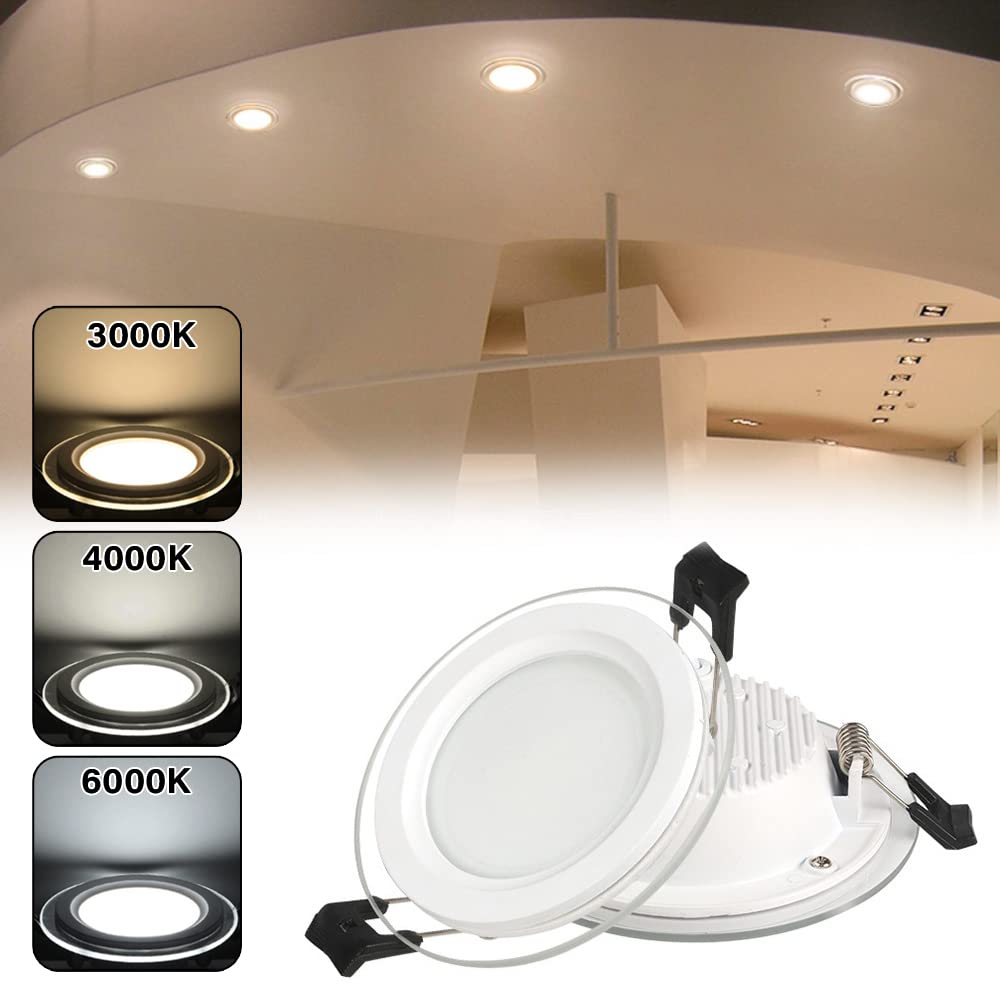 LED Einbau-Downlights,Runde Lichtleiterplatte Aus Glas LED Einbaustrahler,6W 9W 12W 18W Deckeneinbauleuchte,Extraflach 45 Mm Tiefe,Inklusive Transformator,Pack ×10