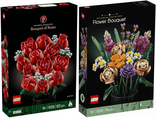 Lego 10328 Bouquet de roses et 10280 Bouquet de fleurs artificielles pour décoration maison