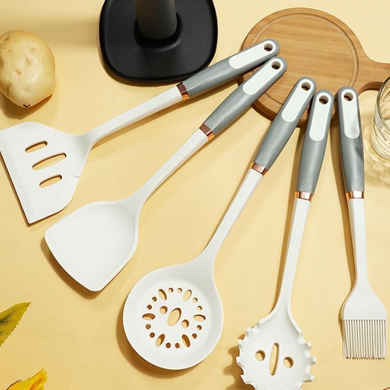 Easy To Clean Silicone Kitchenware Set With Handle Hanging Holes Non Stick Pot Spatula Complete Kitchen Base image 2