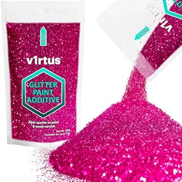 v1rtus Glitter Paint Additive - Dark Rose Pink | 100g Metallic Flakes for Adding Sparkle to Paints & Wood Varnish | Add to Emulsion, Acrylic & Latex for Indoor Sparkly Walls