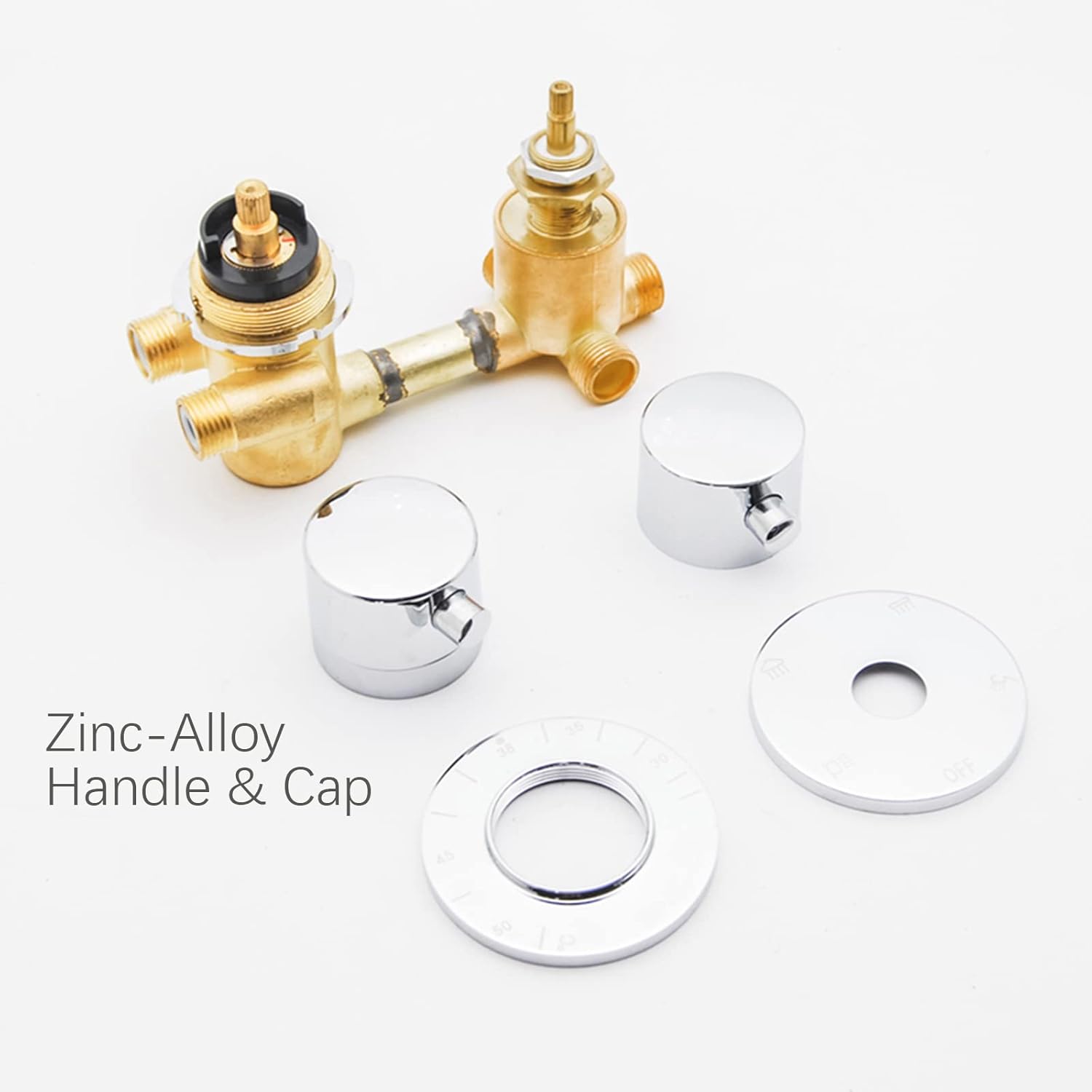 2/3/4/5 Ways Outlet Brass Mixing Valve Diverter Thermostatic Shower Faucets G1/2" Screw Tap Thread Temperature Mixer Control Screw for Bathroom, Brass Cartridge, Auto-Thermostat (4 Output 14.5cm)
