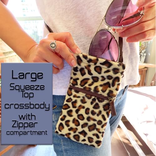 Image of MyEyeglassCase Soft Crossbody Sunglasses Case, Large to XL Squeeze Top Glasses Pouch, Women Eyeglass Holder Sleeve Travel Bag