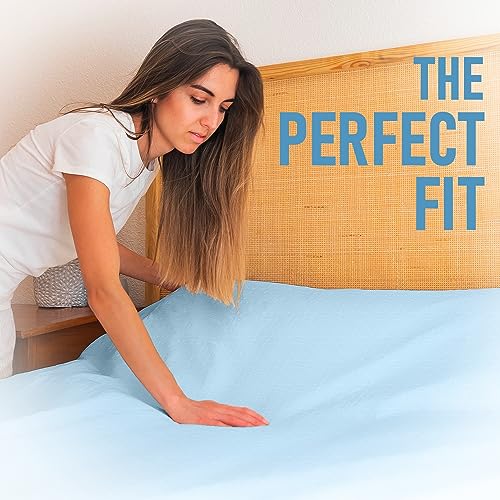 Homesperception Jersey Cotton Poly Fitted Sheet – Comfy And Stretchable Fabric – 4-Way Elastic Deep Pocket For Comfort – Fade Resistant And Wrinkle-Free (Sky Blue, Full) #TOP6