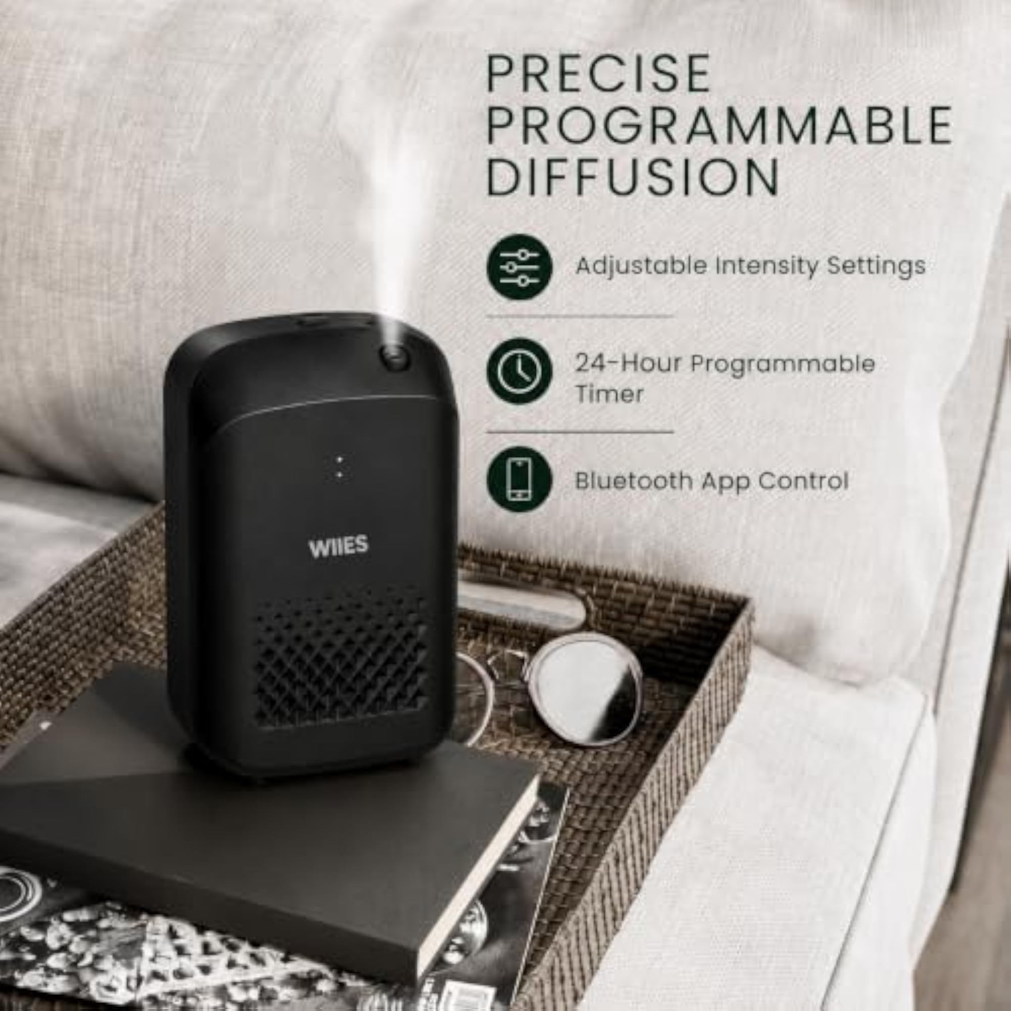 Waterless Essential Oil Diffuser, Bluetooth Smart Aroma Diffuser
