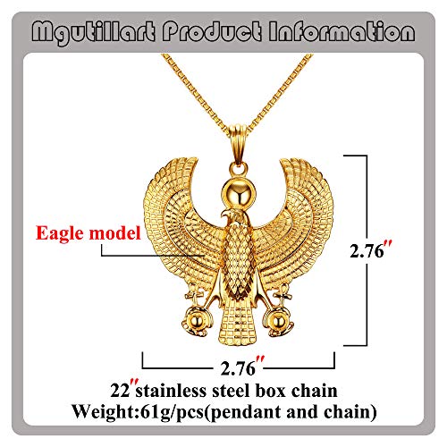 Mgutillart Hip Hop Plated 18K Gold Stainless Steel Egyptian Horus Eagle Pendant Necklace #TOP1