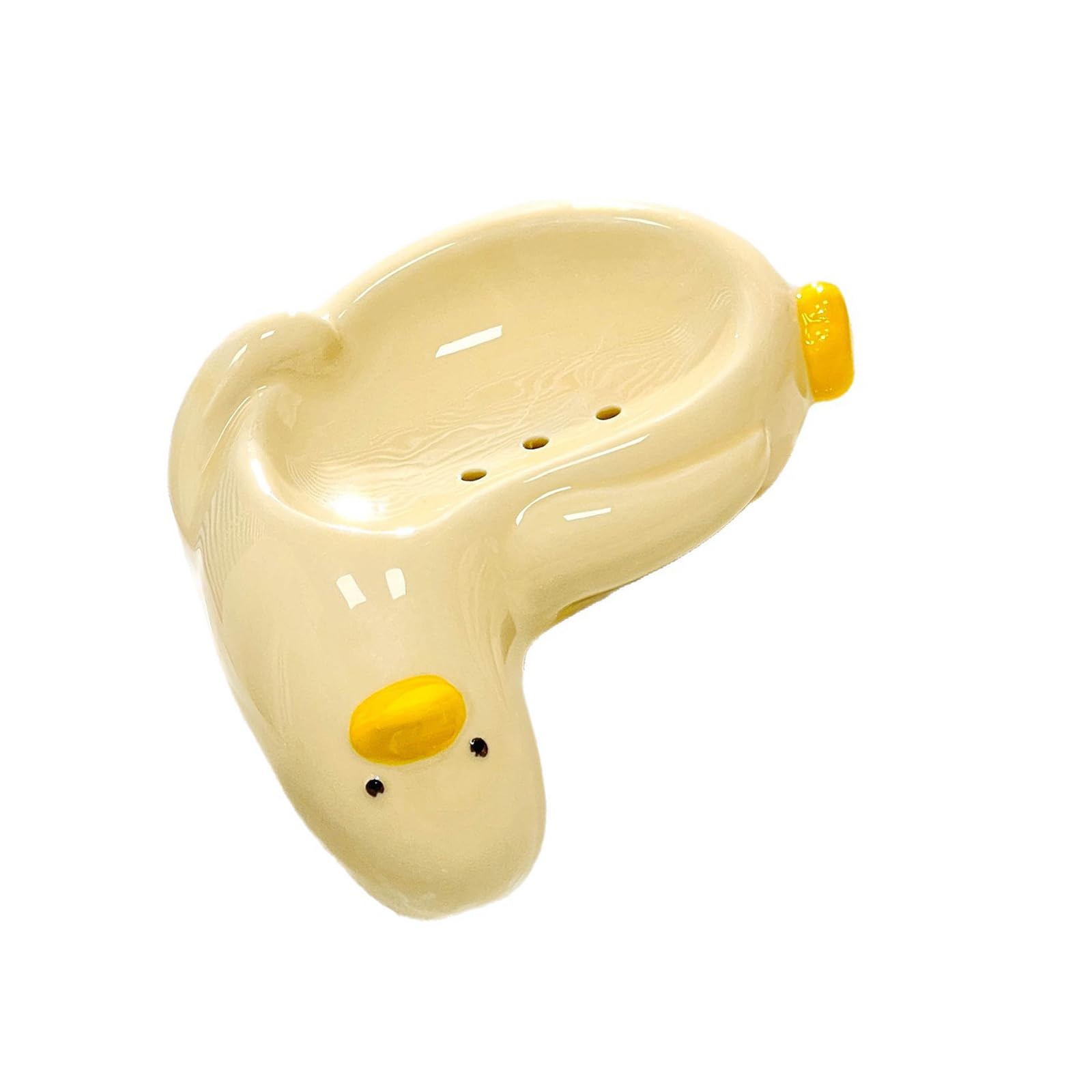 Ceramic Soap Holder Cartoon Animal Shape with Drain Holes, Playful Soap Tray for Bathroom Sink, Wash Basin and Vanity Counter, 4.92 X 6.67 X 2.75in Holder Animal Tray Wash Basin Vanity Saver Powder