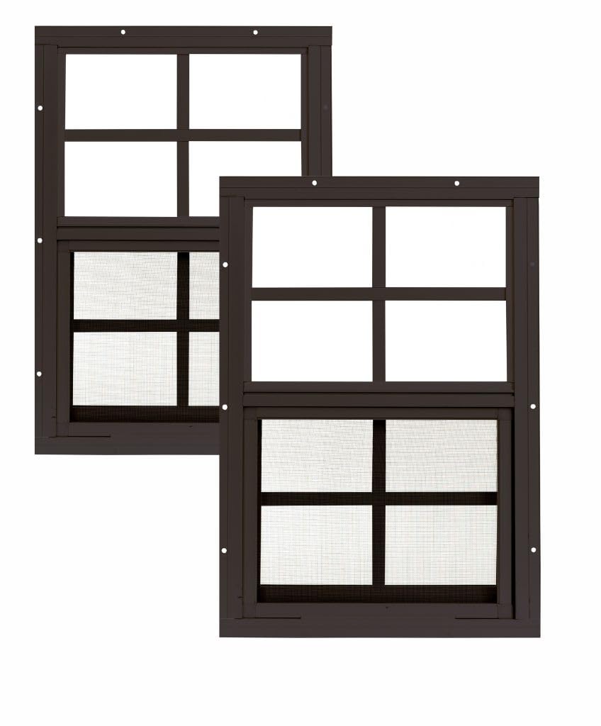 12x18 Shed Windows, Flush Mount Sliding Windows with Tempered Glass & Screens, Brown, 2-Pack