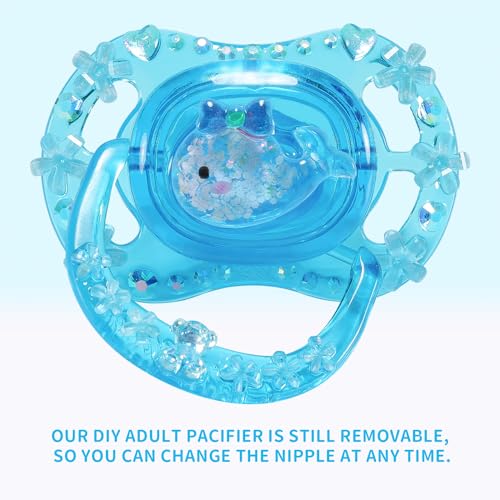 Image of CutiePlusU Adult Sized Pacifier Dummy for Adult DIY Handmade-Small Whale Crystal Blue