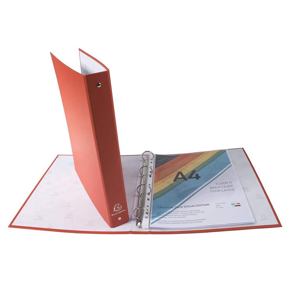 Exacompta - Réf. 51370E - Carton de 20 classeurs rigides rembordés PP - 4 anneaux ronds diamètre 30 mm - Dimensions extérieures : 32 x 26 cm - Format à classer A4-4 couleurs assorties
