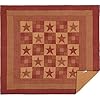 VHC Brands Ninepatch Star King Quilt 105Wx95L Country Patchwork Design Burgundy
