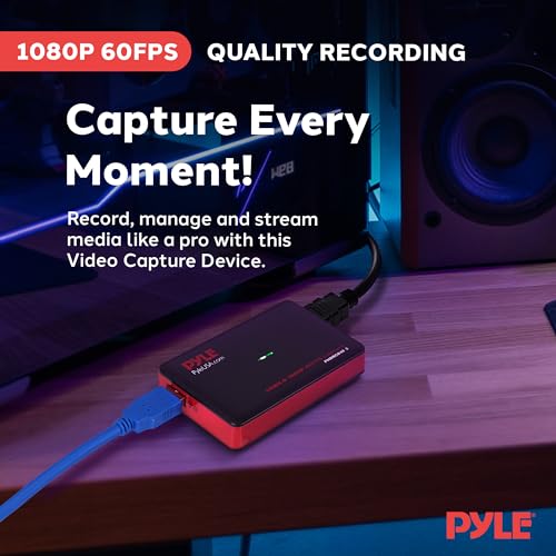 Image of Pyle Video Game Capture Card Device with Video Recorder, HDMI Output, Full HD 1080P Live Streaming, USB, SD, PC, DVD - PHDRCB48.6