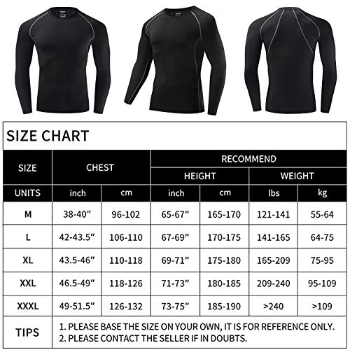 Tomshin Camisa de manga comprida masculina de compressão Jersey Active Sports Base Layer Camiseta Ca