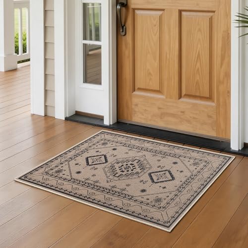 Tapete decorativo boho 2x3 lavable antideslizante miniatura 1