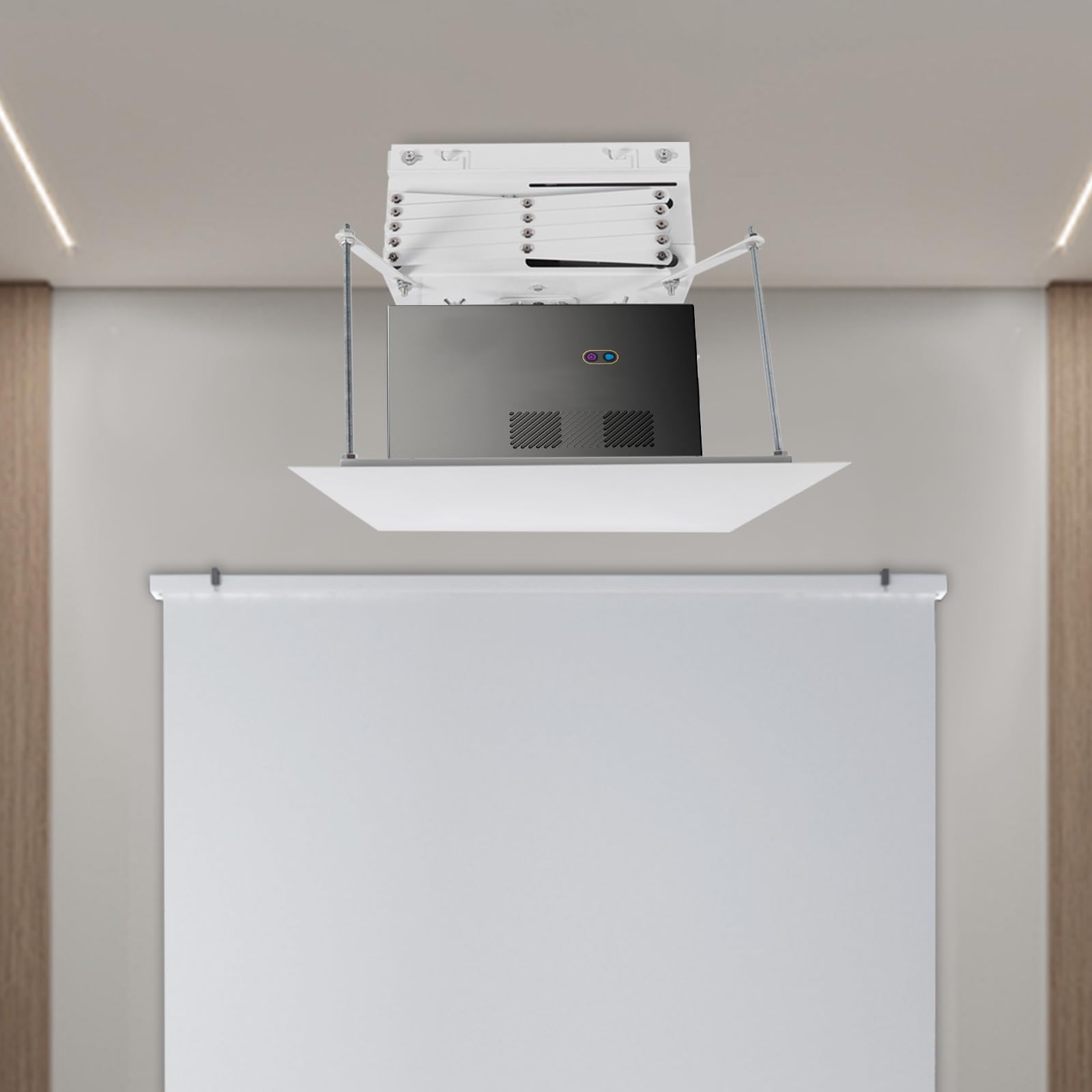 Supporto motorizzato per proiettore, 35 x 28 x 16 cm, portata fino a 10 kg, con telecomando per scuole, sale conferenze, studi ascensore da soffitto