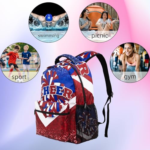 Image of Cheer Backpack for Cheerleaders, Cheerleader Backpack for Women, Cheerleading Gifts for Teams (Blue&Red)