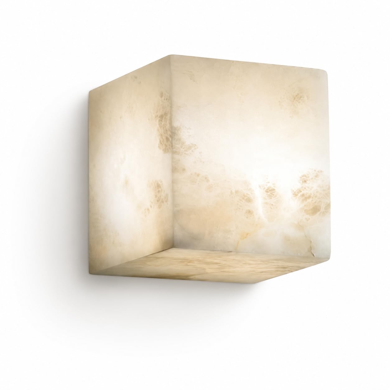 Alabaster Wall Sconce, 4.72In Square Marble Sconce Lighting Natural Marble Alabaster Wall Light, Modern G9 3000K Stone Sconces Vanity Light Indoor Wall Lamps For Living Room Dining Room Stairs Bedroom