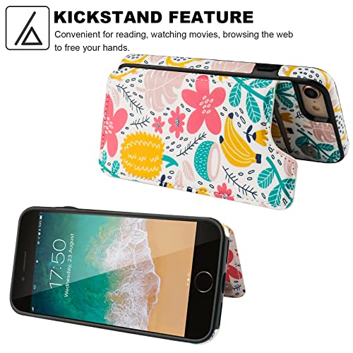 Haopinsh For Iphone Se(2022) Iphone Se(2020) Iphone 7/8 Wallet Case With Card Holder, Summer Fruits Back Flip Folio Pu Leather Kickstand Card Slots,Double Magnetic Clasp Shockproof 4.7" #TOP4