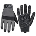 HANDLANDY Working Gloves for Men & Women, Safety Work Gloves with Grip for Warehouse Construction Garden Yard Outside (Grey-Grip, Large (Pack of 1))