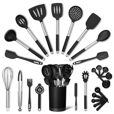 SMIRLY Kitchen Utensils Set  26-Piece Silicon...